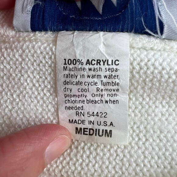 Bay Point Threads Vintage 1980's Flowers Striped Pink Blue Sweater Size Medium - Picture 6 of 6